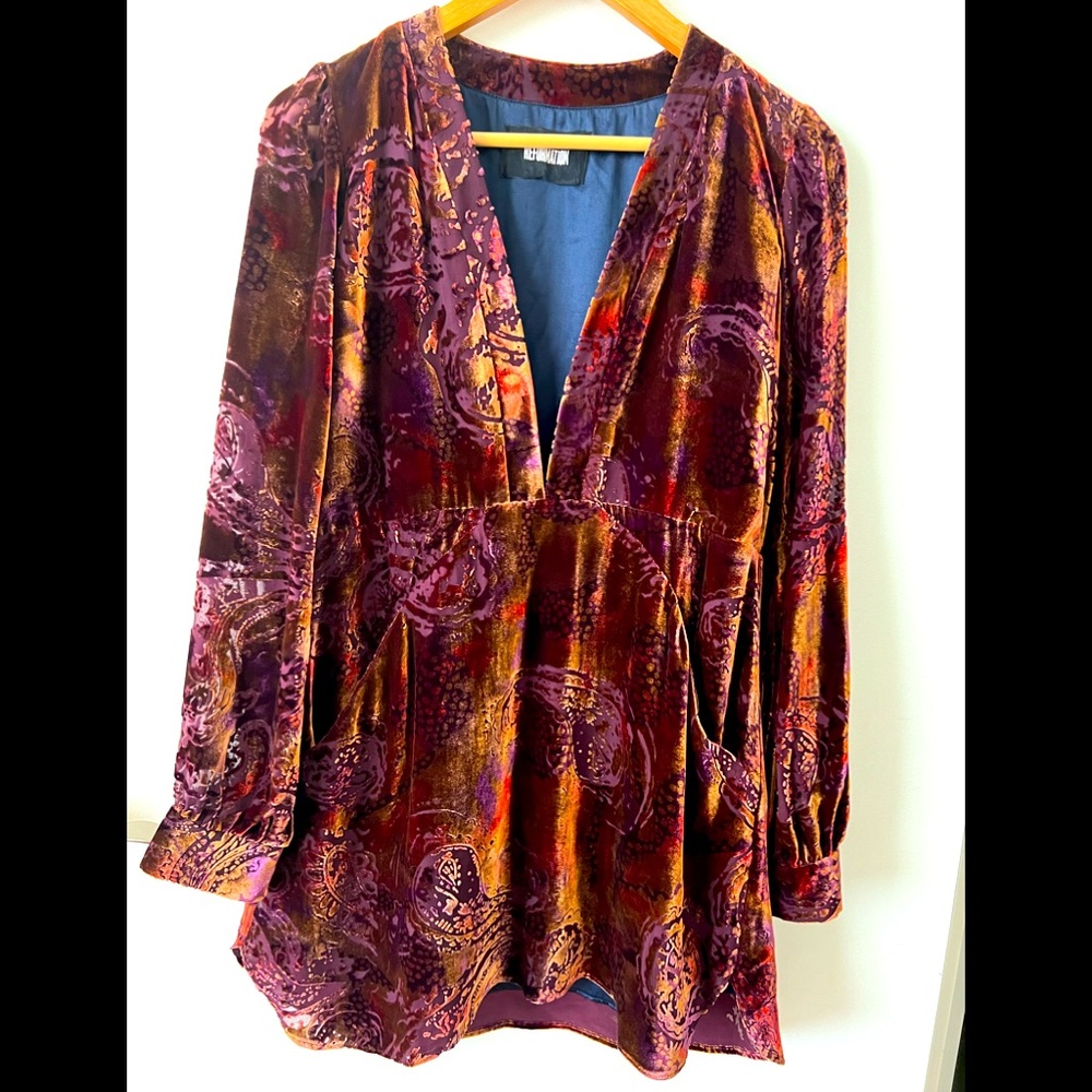 Reformation SZ 2 Velvet Paisley Print Dress